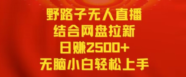 野路子无人直播结合网盘拉新，日赚2500+，小白无脑轻松上手【揭秘】-啄木鸟资源库