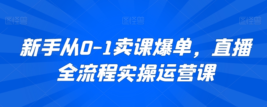 新手从0-1卖课爆单，直播全流程实操运营课-啄木鸟资源库