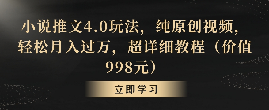 小说推文4.0玩法，纯原创视频，轻松月入过万，超详细教程（价值998元）【揭秘】-啄木鸟资源库