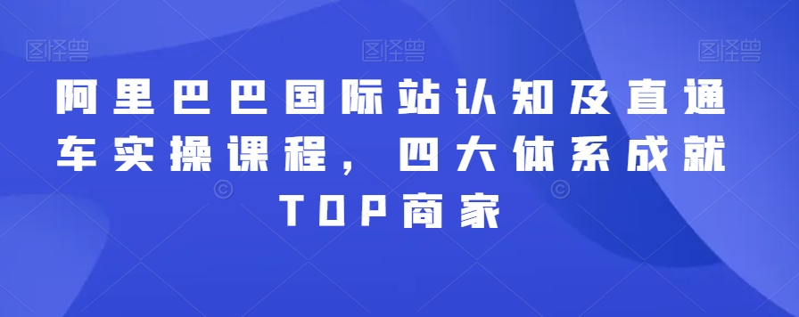 阿里巴巴国际站认知及直通车实操课程，四大体系成就TOP商家-啄木鸟资源库