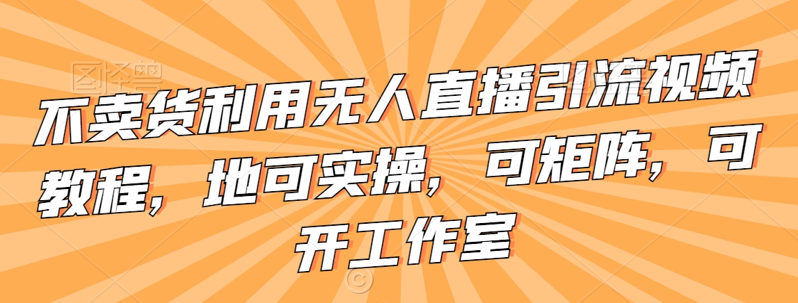 不卖货利用无人直播引流视频教程，地可实操，可矩阵，可开工作室【揭秘】-啄木鸟资源库