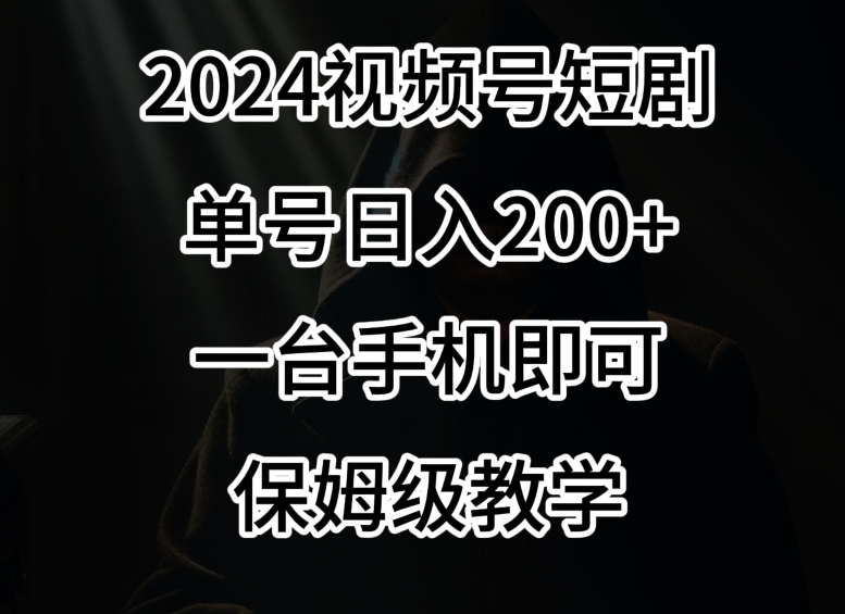 2024风口，视频号短剧，单号日入200+，一台手机即可操作，保姆级教学【揭秘】-啄木鸟资源库