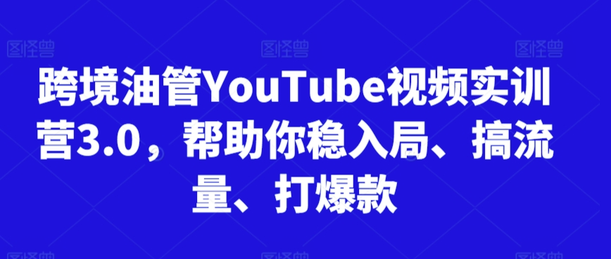 跨境油管YouTube视频实训营3.0，帮助你稳入局、搞流量、打爆款-啄木鸟资源库