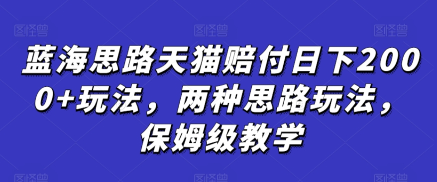 蓝海思路天猫赔付日下2000+玩法，两种思路玩法，保姆级教学【仅揭秘】-啄木鸟资源库