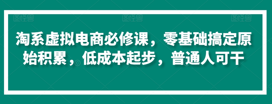 淘系虚拟电商必修课，零基础搞定原始积累，低成本起步，普通人可干-啄木鸟资源库