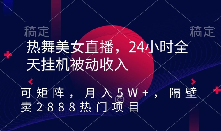 热舞美女直播，24小时全天挂机被动收入，可矩阵，月入5W+，隔壁卖2888热门项目【揭秘】-啄木鸟资源库