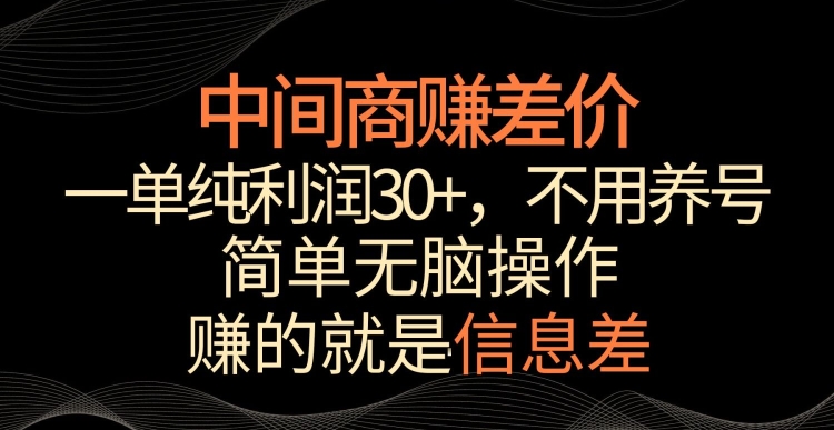 中间商赚差价，一单纯利润30+，简单无脑操作，赚的就是信息差，轻轻松松日入1000+【揭秘】-啄木鸟资源库