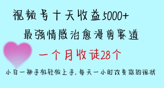 十天收益5000+，多平台捞金，视频号情感治愈漫剪，一个月收徒28个，小白一部手机轻松上手【揭秘】-啄木鸟资源库