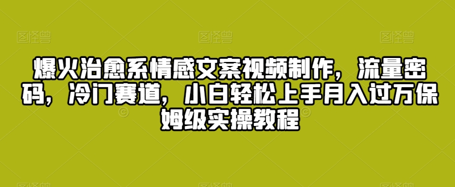 爆火治愈系情感文案视频制作，流量密码，冷门赛道，小白轻松上手月入过万保姆级实操教程【揭秘】-啄木鸟资源库