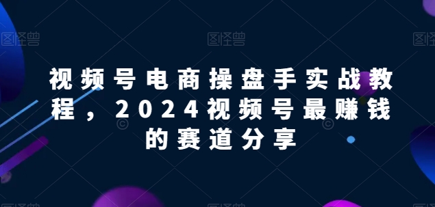 视频号电商实战教程，2024视频号最赚钱的赛道分享-啄木鸟资源库