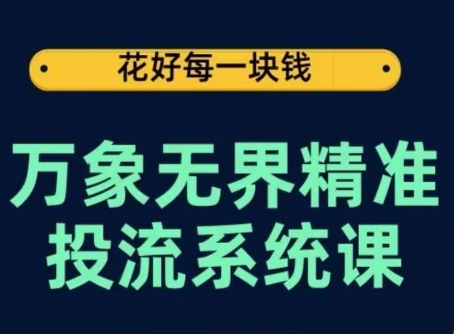 万象无界精准投流系统课，从关键词到推荐，从万象台到达摩盘，从底层原理到实操步骤-啄木鸟资源库