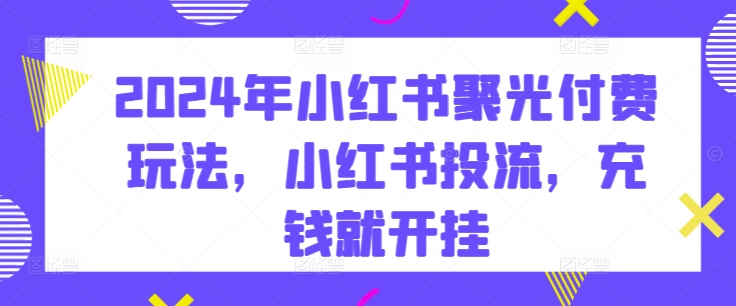 2024年小红书聚光付费玩法，小红书投流，充钱就开挂-啄木鸟资源库