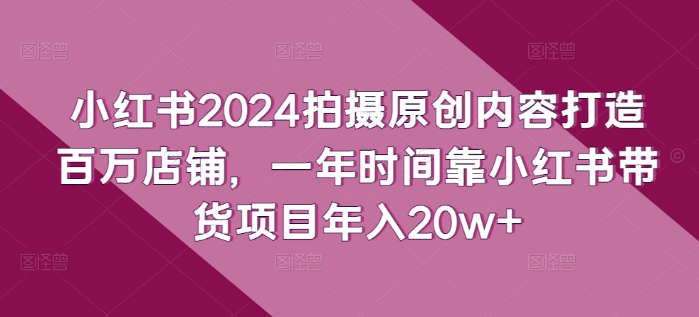 小红书2024拍摄原创内容打造百万店铺，一年时间靠小红书带货项目年入20w+-啄木鸟资源库