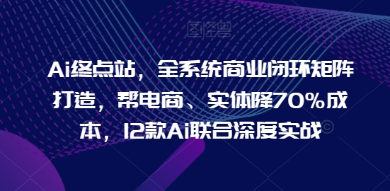 Ai终点站，全系统商业闭环矩阵打造，帮电商、实体降70%成本，12款Ai联合深度实战-啄木鸟资源库