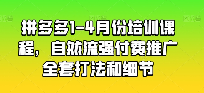 拼多多1-4月份培训课程，自然流强付费推广全套打法和细节-啄木鸟资源库