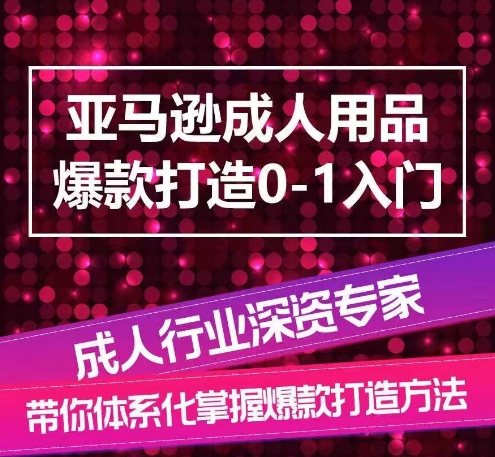 亚马逊成人用品爆款打造0-1入门，系统化讲解亚马逊成人用品爆款打造的流程-啄木鸟资源库