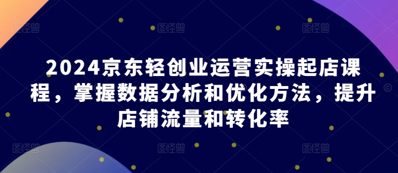 2024京东轻创业运营实操起店课程，掌握数据分析和优化方法，提升店铺流量和转化率-啄木鸟资源库