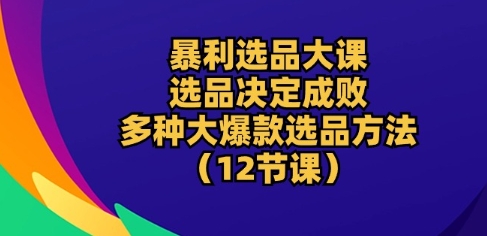 暴利选品大课：选品决定成败，教你多种大爆款选品方法(12节课)-啄木鸟资源库