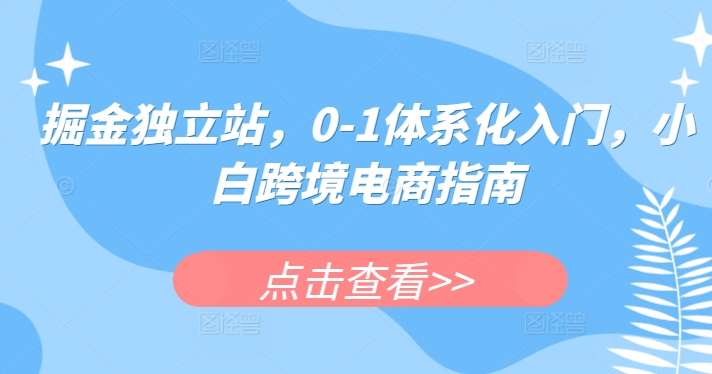 掘金独立站，0-1体系化入门，小白跨境电商指南-啄木鸟资源库