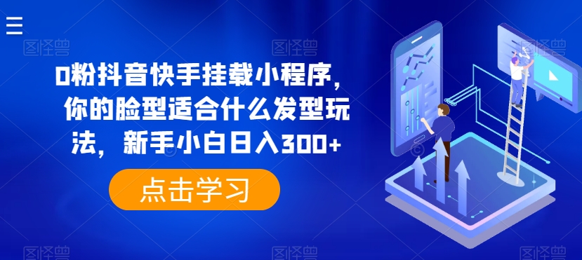 0粉抖音快手挂载小程序，你的脸型适合什么发型玩法，新手小白日入300+【揭秘】-啄木鸟资源库