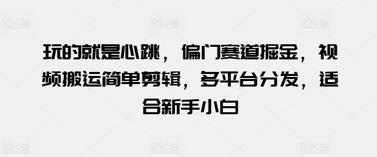 玩的就是心跳，偏门赛道掘金，视频搬运简单剪辑，多平台分发，适合新手小白【揭秘】-啄木鸟资源库