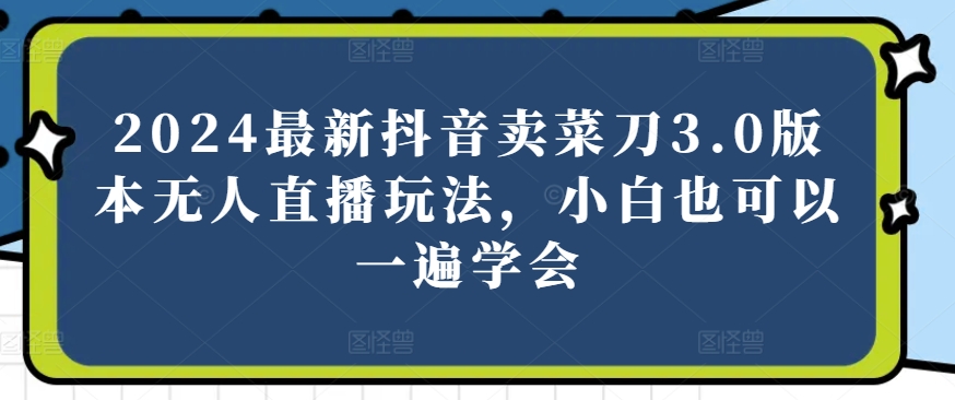 2024最新抖音卖菜刀3.0版本无人直播玩法，小白也可以一遍学会【揭秘】-啄木鸟资源库