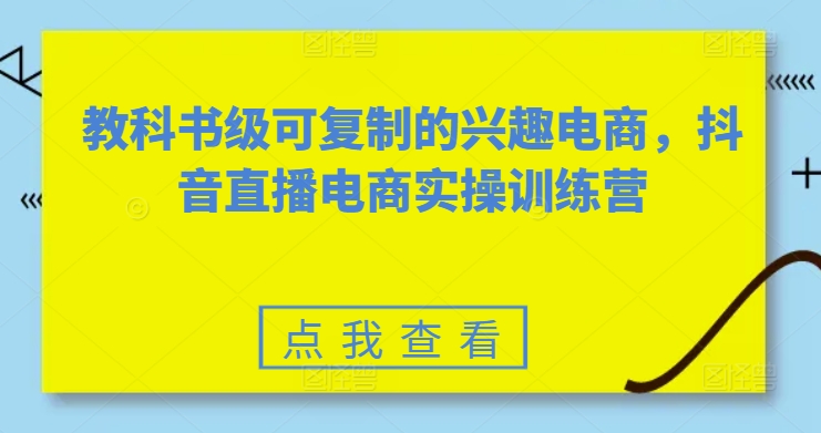 教科书级可复制的兴趣电商，抖音直播电商实操训练营-啄木鸟资源库