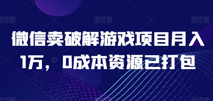 微信卖破解游戏项目月入1万，0成本资源已打包【揭秘】-啄木鸟资源库