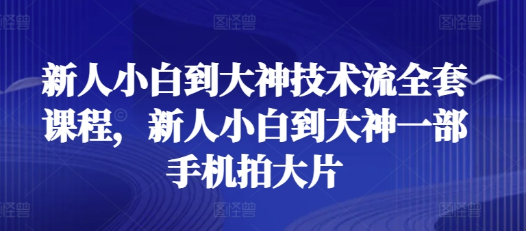 新人小白到大神技术流全套课程，新人小白到大神一部手机拍大片-啄木鸟资源库