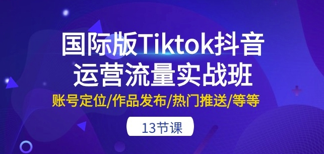 国际版Tiktok抖音运营流量实战班：账号定位/作品发布/热门推送/等等-13节-啄木鸟资源库