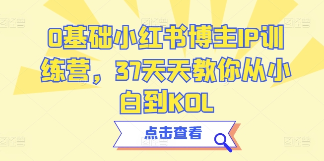 0基础小红书博主IP训练营，37天天教你从小白到KOL-啄木鸟资源库