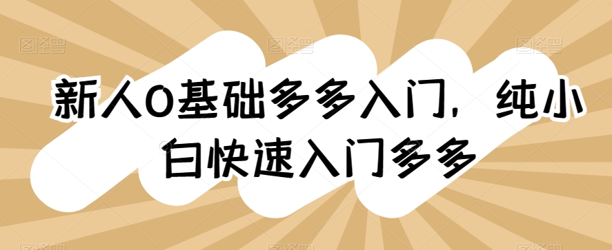 新人0基础多多入门，​纯小白快速入门多多-啄木鸟资源库