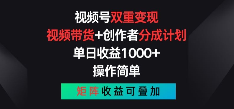 视频号双重变现，视频带货+创作者分成计划 , 操作简单，矩阵收益叠加【揭秘】-啄木鸟资源库