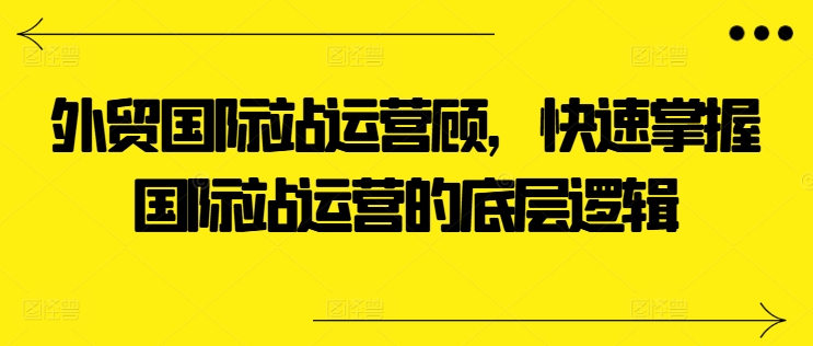 外贸国际站运营顾问，快速掌握国际站运营的底层逻辑-啄木鸟资源库