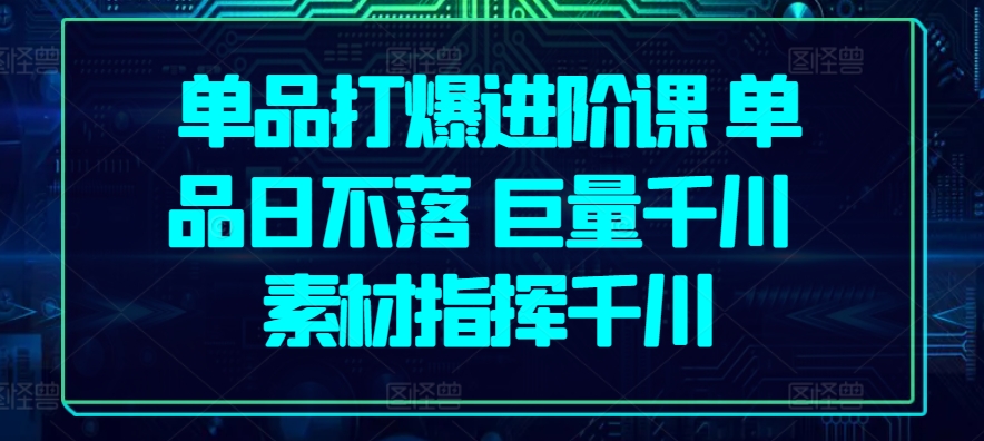 单品打爆进阶课 单品日不落 巨量千川 素材指挥千川-啄木鸟资源库