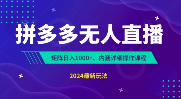 拼多多无人直播不封号，0投入，3天必起，无脑挂机，日入1k+【揭秘】-啄木鸟资源库