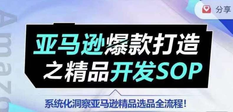 【训练营】亚马逊爆款打造之精品开发SOP，系统化洞察亚马逊精品选品全流程-啄木鸟资源库