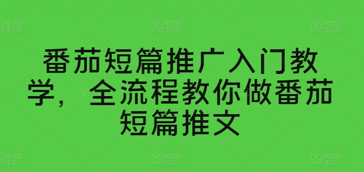 番茄短篇推广入门教学，全流程教你做番茄短篇推文-啄木鸟资源库