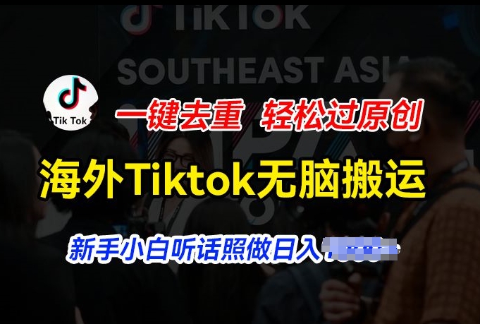 海外Tiktok短视频无脑搬运，一键去重轻松过原创，新手小白听话照做日入几张【揭秘】-啄木鸟资源库