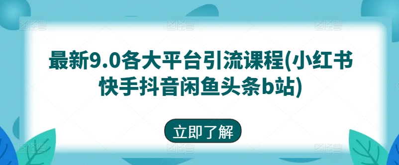 最新9.0各大平台引流课程(小红书快手抖音闲鱼头条b站)-啄木鸟资源库