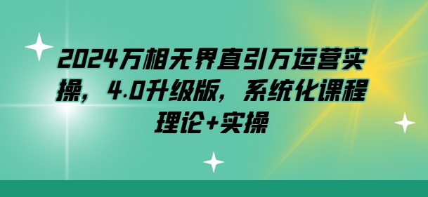 2024万相无界直引万运营实操，4.0升级版，系统化课程 理论+实操-啄木鸟资源库