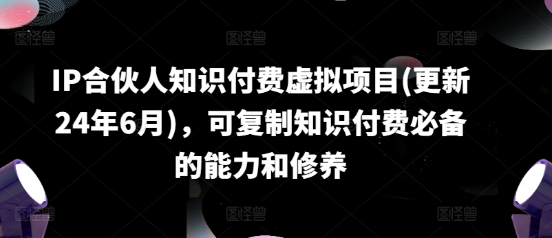 IP合伙人知识付费虚拟项目(更新24年6月)，可复制知识付费必备的能力和修养-啄木鸟资源库