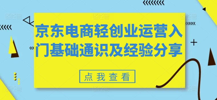 京东电商轻创业运营入门基础通识及经验分享-啄木鸟资源库