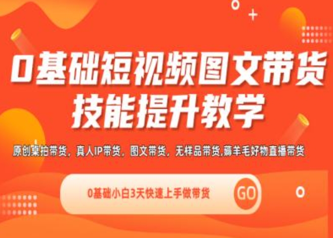 0基础短视频图文带货实操技能提升教学(直播课+视频课),0基础小白3天快速上手做带货-啄木鸟资源库