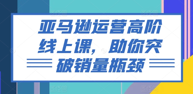 亚马逊运营高阶线上课，助你突破销量瓶颈-啄木鸟资源库