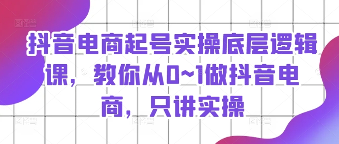 抖音电商起号实操底层逻辑课，教你从0~1做抖音电商，只讲实操-啄木鸟资源库