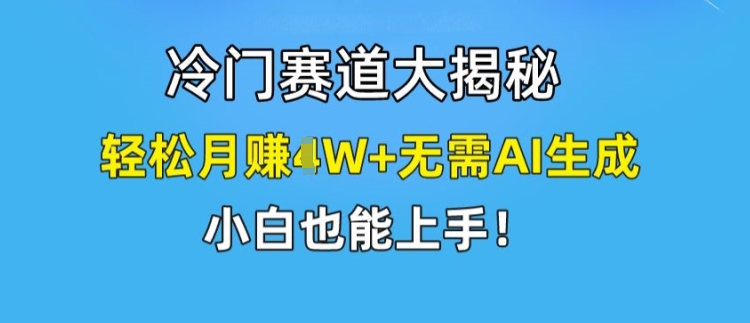 冷门赛道大揭秘，轻松月赚1W+无需AI生成，小白也能上手【揭秘】-啄木鸟资源库