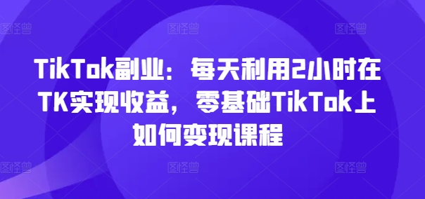 TikTok副业：每天利用2小时在TK实现收益，零基础TikTok上如何变现课程-啄木鸟资源库