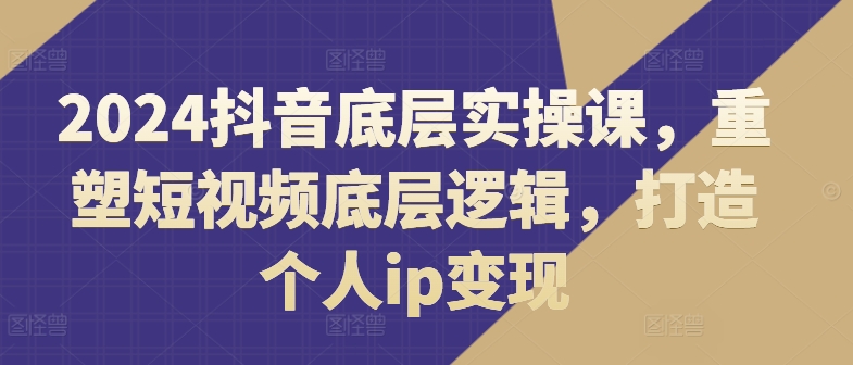 2024抖音底层实操课，​重塑短视频底层逻辑，打造个人ip变现-啄木鸟资源库