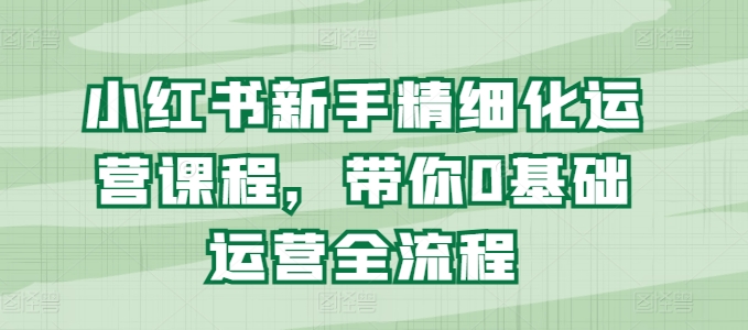 小红书新手精细化运营课程，带你0基础运营全流程-啄木鸟资源库